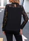 Kadın Uzun Kollu Yarı Balıkçı Yaka Dantelli Sandy Bluz