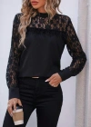 Kadın Uzun Kollu Yarı Balıkçı Yaka Dantelli Sandy Bluz
