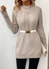 Kadın Uzun Kollu Yarı Balıkçı Yaka Triko Bluz