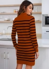 Kadın Uzun Kollu Yarım Balıkçı Yaka çizgilitriko Mini Boy Elbise (kemersiz)