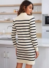 Kadın Uzun Kollu Yarım Balıkçı Yaka çizgilitriko Mini Boy Elbise (kemersiz)
