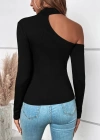 Kadın Uzun Kollu Yarım Balıkçı Yaka Omuzu Açık Kaşkorse Bluz