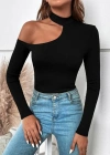 Kadın Uzun Kollu Yarım Balıkçı Yaka Omuzu Açık Kaşkorse Bluz