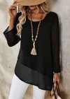 Kadın Uzun Kollu Yuvarlak Asimetrik Detaylı şifon Bluz