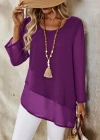 Kadın Uzun Kollu Yuvarlak Asimetrik Detaylı şifon Bluz