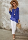 Kadın Uzun Kollu Yuvarlak Asimetrik Detaylı şifon Bluz