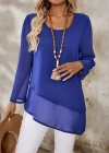 Kadın Uzun Kollu Yuvarlak Asimetrik Detaylı şifon Bluz