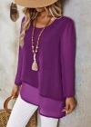 Kadın Uzun Kollu Yuvarlak Asimetrik Detaylı şifon Bluz