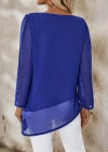 Kadın Uzun Kollu Yuvarlak Asimetrik Detaylı şifon Bluz