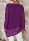 Kadın Uzun Kollu Yuvarlak Asimetrik Detaylı şifon Bluz