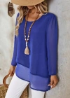 Kadın Uzun Kollu Yuvarlak Asimetrik Detaylı şifon Bluz