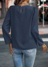 Kadın Uzun Kollu Yuvarlak önden Pileli Ithal Krep Bluz
