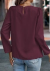 Kadın Uzun Kollu Yuvarlak önden Pileli Ithal Krep Bluz