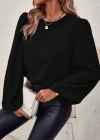 Kadın Uzun Kollu Yuvarlak Yaka Arkadan Bağcıklı Salaş Ithal Krep Bluz