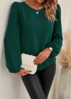 Kadın Uzun Kollu Yuvarlak Yaka Arkadan Bağcıklı Salaş Ithal Krep Bluz
