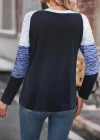 Kadın Uzun Kollu Yuvarlak Yaka Baskılı Düğme Detay Süprem Bluz