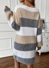 Kadın Uzun Kollu Yuvarlak Yaka çizgili çok Renkli Triko Elbise