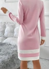 Kadın Uzun Kollu Yuvarlak Yaka Etek Ucu şerit Detaylı Mini Dalgıç Elbise
