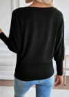Kadın Uzun Kollu Yuvarlak Yaka Incili Viskon Bluz