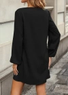 Kadın Uzun Kollu Yuvarlak Yaka Mini Ithal Krep Elbise