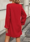 Kadın Uzun Kollu Yuvarlak Yaka Mini Ithal Krep Elbise