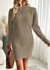Kadın Uzun Kollu Yuvarlak Yaka Mini Triko Elbise