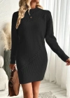 Kadın Uzun Kollu Yuvarlak Yaka Mini Triko Elbise
