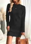 Kadın Uzun Kollu Yuvarlak Yaka Mini Triko Elbise