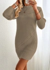Kadın Uzun Kollu Yuvarlak Yaka Mini Triko Elbise