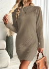 Kadın Uzun Kollu Yuvarlak Yaka Mini Triko Elbise