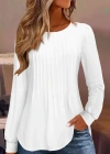 Kadın Uzun Kollu Yuvarlak Yaka Nervürlü Bluz