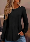 Kadın Uzun Kollu Yuvarlak Yaka Nervürlü Bluz