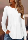 Kadın Uzun Kollu Yuvarlak Yaka Nervürlü Bluz