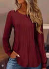 Kadın Uzun Kollu Yuvarlak Yaka Nervürlü Bluz