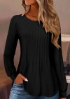 Kadın Uzun Kollu Yuvarlak Yaka Nervürlü Bluz