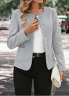 Kadın Uzun Kollu Yuvarlak Yaka önden Düğmeli Kaşe Ceket