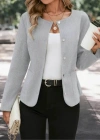 Kadın Uzun Kollu Yuvarlak Yaka önden Düğmeli Kaşe Ceket