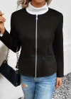 Kadın Uzun Kollu Yuvarlak Yaka önden Fermuarlı Süet Ceket
