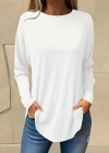 Kadın Uzun Kollu Yuvarlak Yaka Salaş Iki Iplik Bluz