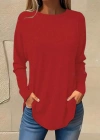 Kadın Uzun Kollu Yuvarlak Yaka Salaş Iki Iplik Bluz