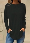 Kadın Uzun Kollu Yuvarlak Yaka Salaş Iki Iplik Bluz