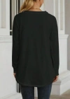 Kadın Uzun Kollu Yuvarlak Yaka Salaş Iki Iplik Bluz