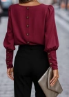 Kadın Uzun Kollu Yuvarlak Yakalı Düğmeli Ithal Krep Bluz