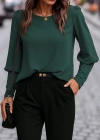 Kadın Uzun Kollu Yuvarlak Yakalı Düğmeli Ithal Krep Bluz