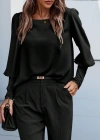 Kadın Uzun Kollu Yuvarlak Yakalı Düğmeli Ithal Krep Bluz