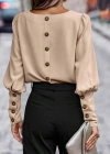 Kadın Uzun Kollu Yuvarlak Yakalı Düğmeli Ithal Krep Bluz