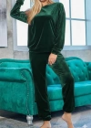 Kadın Uzun Kollu Yuvarlak Yakalı Kadife Bluz Ve Pantolon Takım