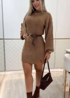 Kadın Uzun Kollu Yuvarlak Yakalı Kısa Triko Elbise