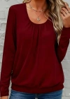 Kadın Uzun Kollu Yuvarlak Yakalı Viskon Bluz