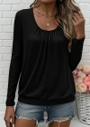 Kadın Uzun Kollu Yuvarlak Yakalı Viskon Bluz